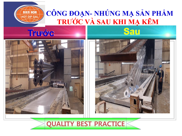 Công đoạn nhúng mạ sản phẩm - Trước và sau khi mạ kẽm Công đoạn nhúng mạ sản phẩm - Trước và sau khi mạ kẽm
